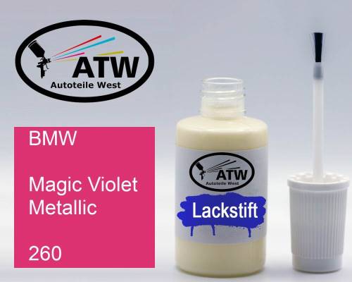 BMW, Magic Violet Metallic, 260: 20ml Lackstift, von ATW Autoteile West.